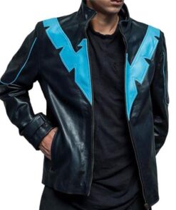 Batman Knight Nightwing Black Leather Jacket