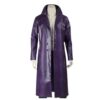 Men’s Craft Jared Leto The Suicide Squad Purple Leather Joker Trench Coat