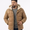 Men’s Shasta Down Shearling Hooded Puffer Jacket